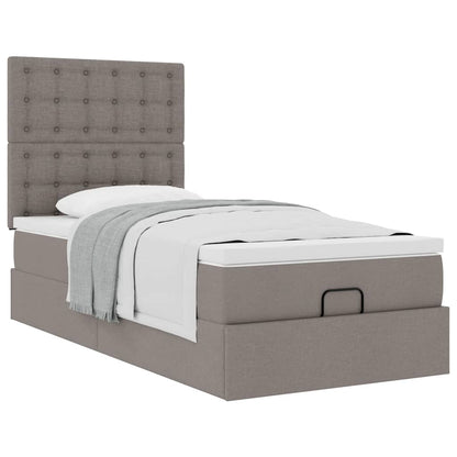 vidaXL Ottoman-Bett mit Matratze Taupe 90x200 cm Stoff