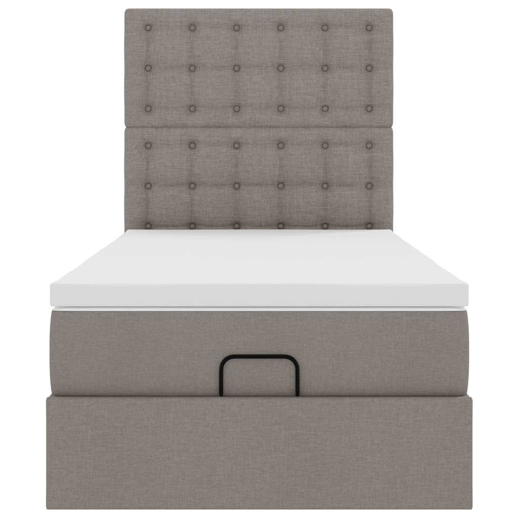 vidaXL Ottoman-Bett mit Matratze Taupe 90x200 cm Stoff