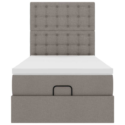 vidaXL Ottoman-Bett mit Matratze Taupe 90x200 cm Stoff