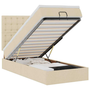 vidaXL Ottoman-Bett mit Matratze Creme 90x200 cm Stoff