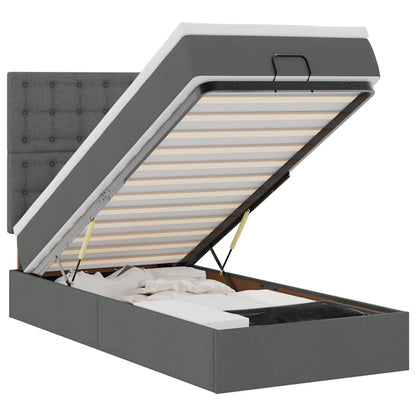 vidaXL Lit Ottoman avec matelas Gris foncé 100x200 cm Tissu