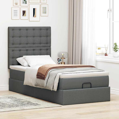 vidaXL Lit Ottoman avec matelas Gris foncé 100x200 cm Tissu