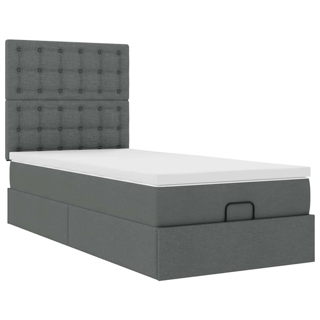 vidaXL Lit Ottoman avec matelas Gris foncé 100x200 cm Tissu