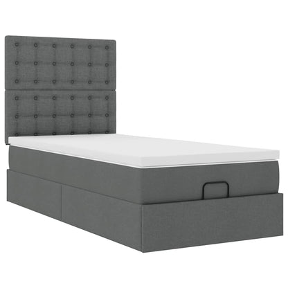 vidaXL Lit Ottoman avec matelas Gris foncé 100x200 cm Tissu
