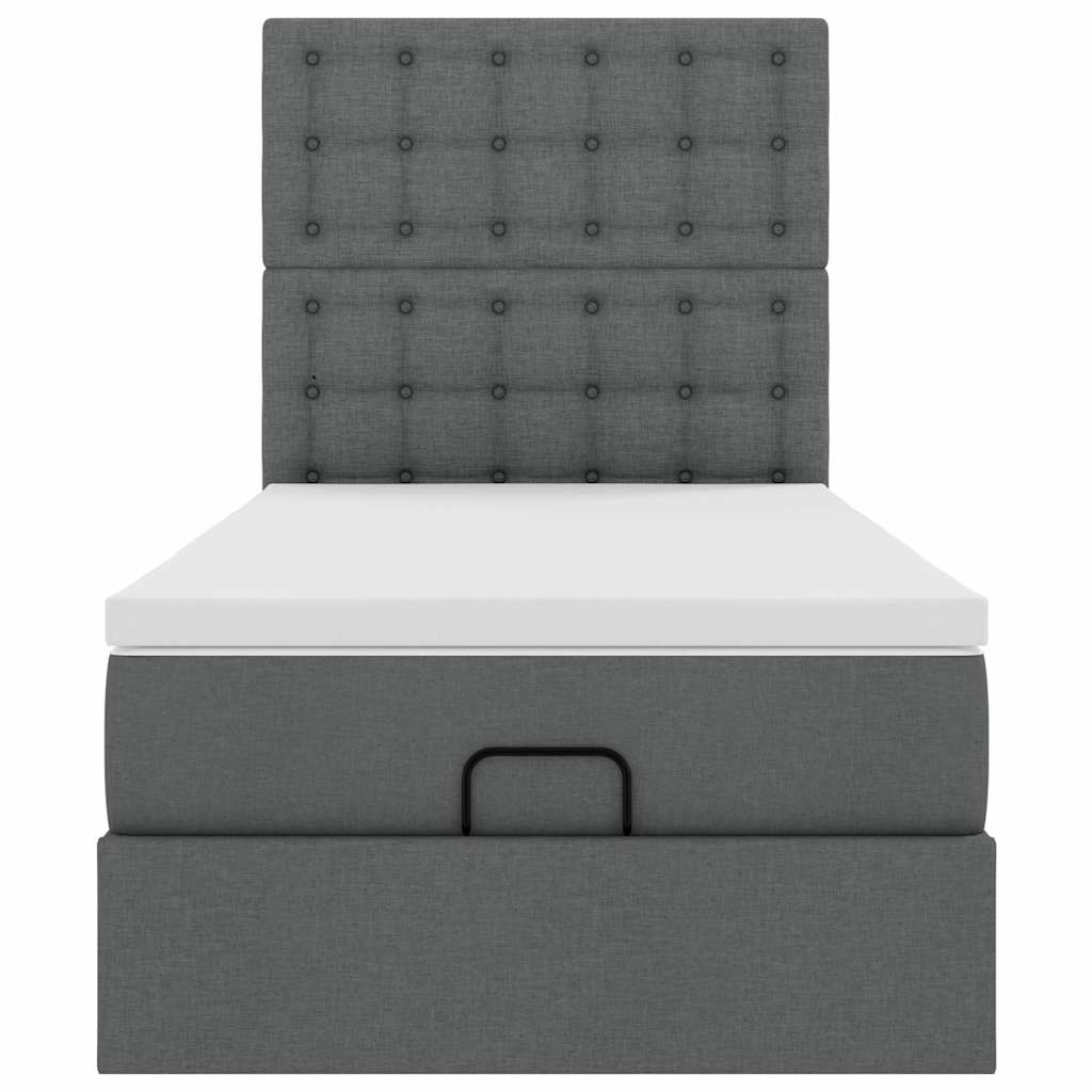 vidaXL Lit Ottoman avec matelas Gris foncé 100x200 cm Tissu