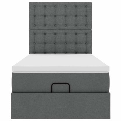 vidaXL Lit Ottoman avec matelas Gris foncé 100x200 cm Tissu
