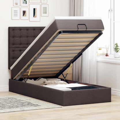 vidaXL Ottoman-Bett mit Matratze Dunkelbraun 100x200 cm Stoff