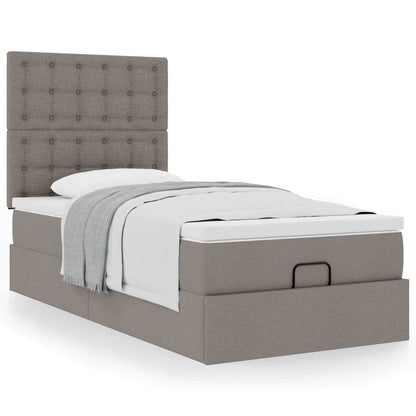 vidaXL Lit ottoman avec matelas Taupe 100x200 cm Tissu