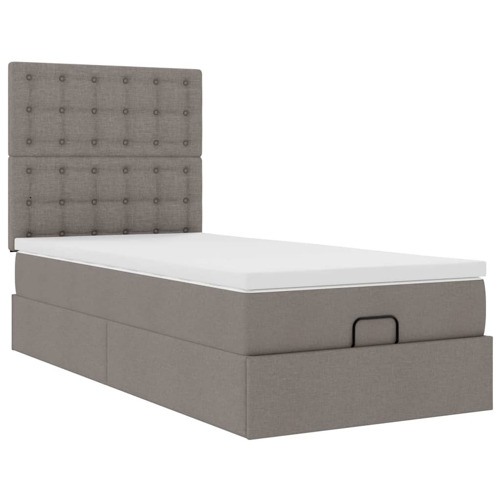 vidaXL Lit ottoman avec matelas Taupe 100x200 cm Tissu