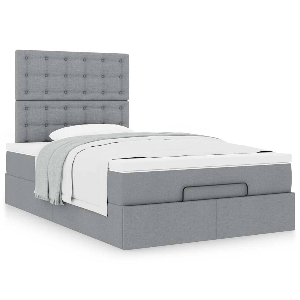 vidaXL Ottoman-Bett mit Matratze Hellgrau 120x190 cm Stoff