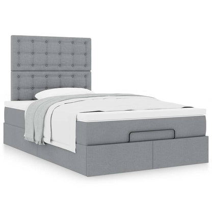 vidaXL Ottoman-Bett mit Matratze Hellgrau 120x190 cm Stoff