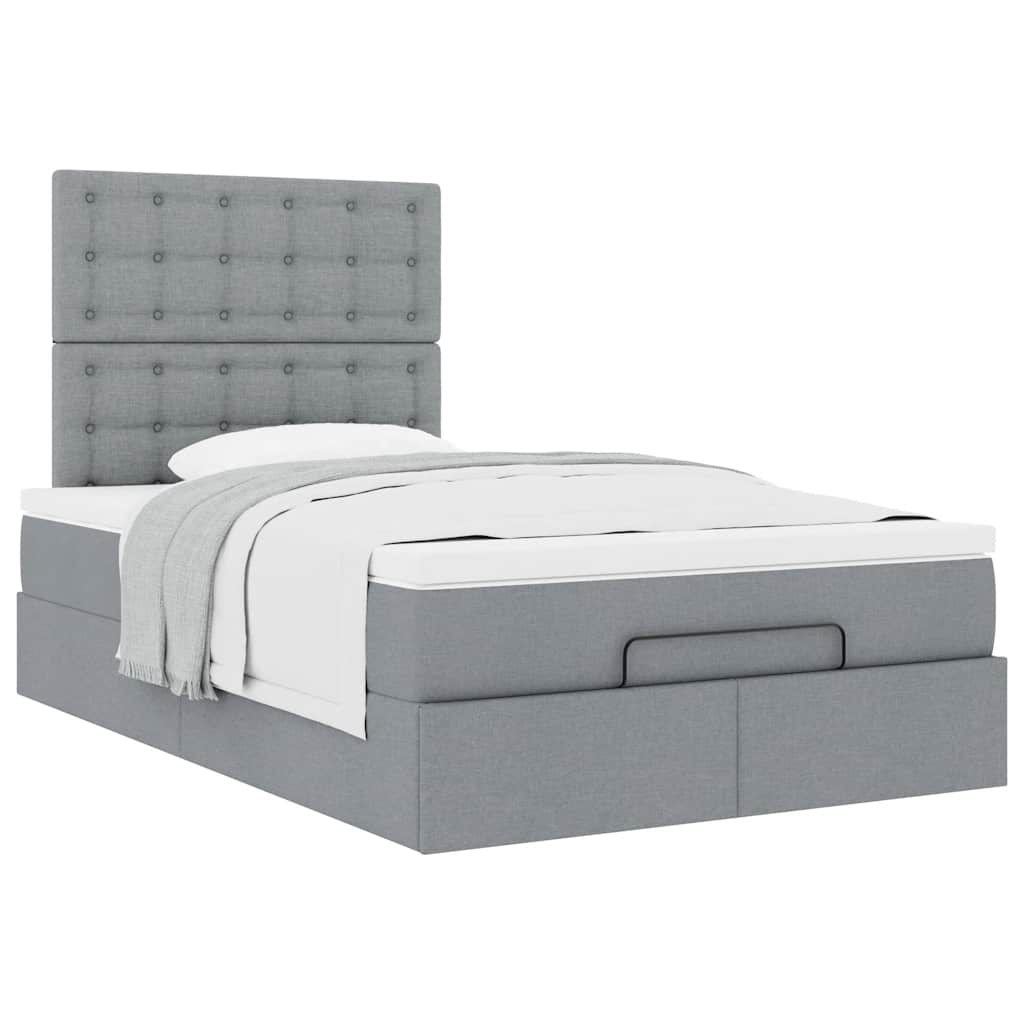 vidaXL Ottoman-Bett mit Matratze Hellgrau 120x190 cm Stoff