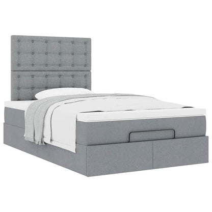 vidaXL Ottoman-Bett mit Matratze Hellgrau 120x190 cm Stoff