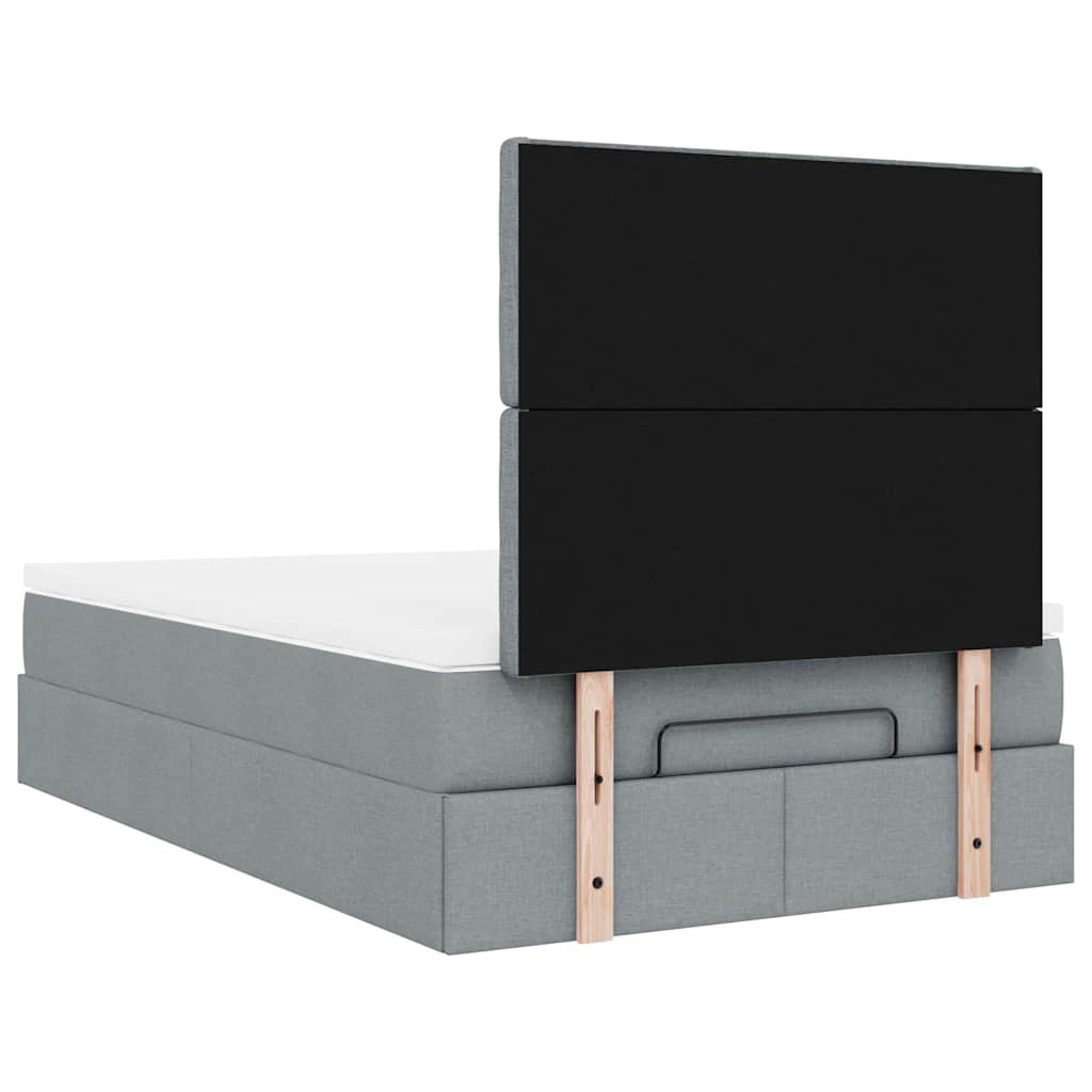 vidaXL Ottoman-Bett mit Matratze Hellgrau 120x190 cm Stoff