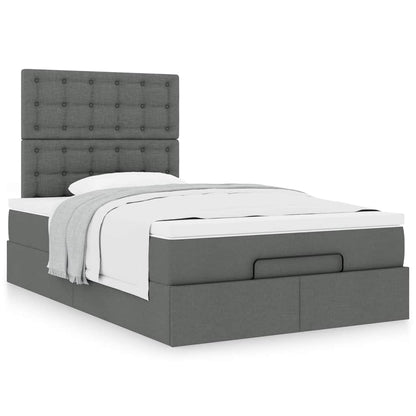 vidaXL Ottoman-Bett mit Matratze Dunkelgrau 120x190 cm Stoff