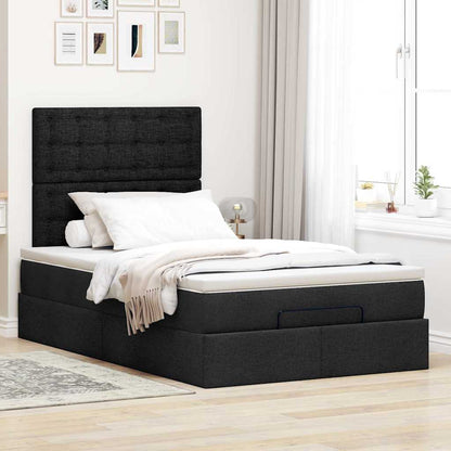 vidaXL Lit ottoman avec matelas Tissu noir 120x190 cm