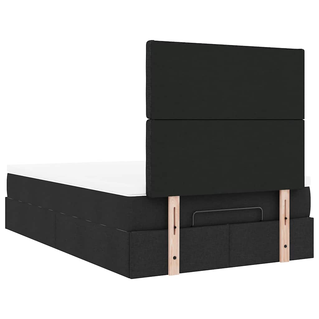 vidaXL Lit ottoman avec matelas Tissu noir 120x190 cm