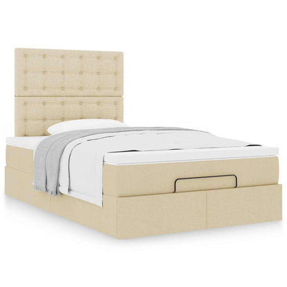 vidaXL Lit ottoman avec matelas crème 120x190 cm Tissu