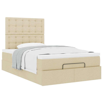 vidaXL Lit ottoman avec matelas crème 120x190 cm Tissu