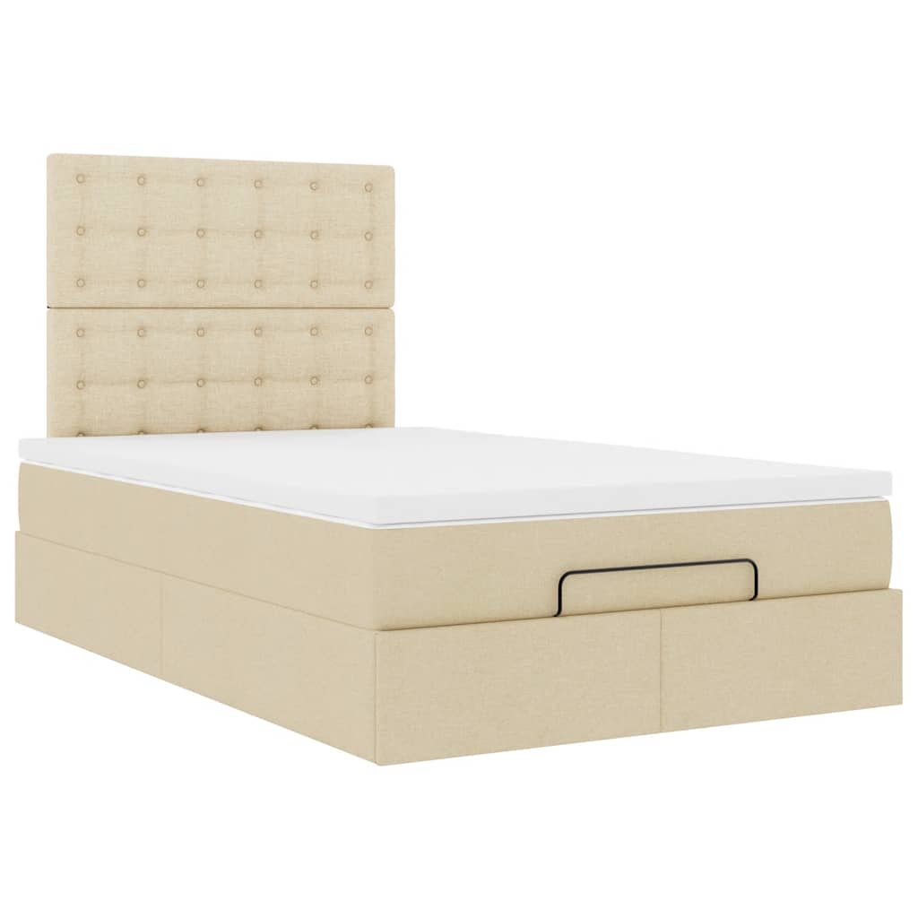 vidaXL Lit ottoman avec matelas crème 120x190 cm Tissu