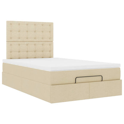 vidaXL Lit ottoman avec matelas crème 120x190 cm Tissu