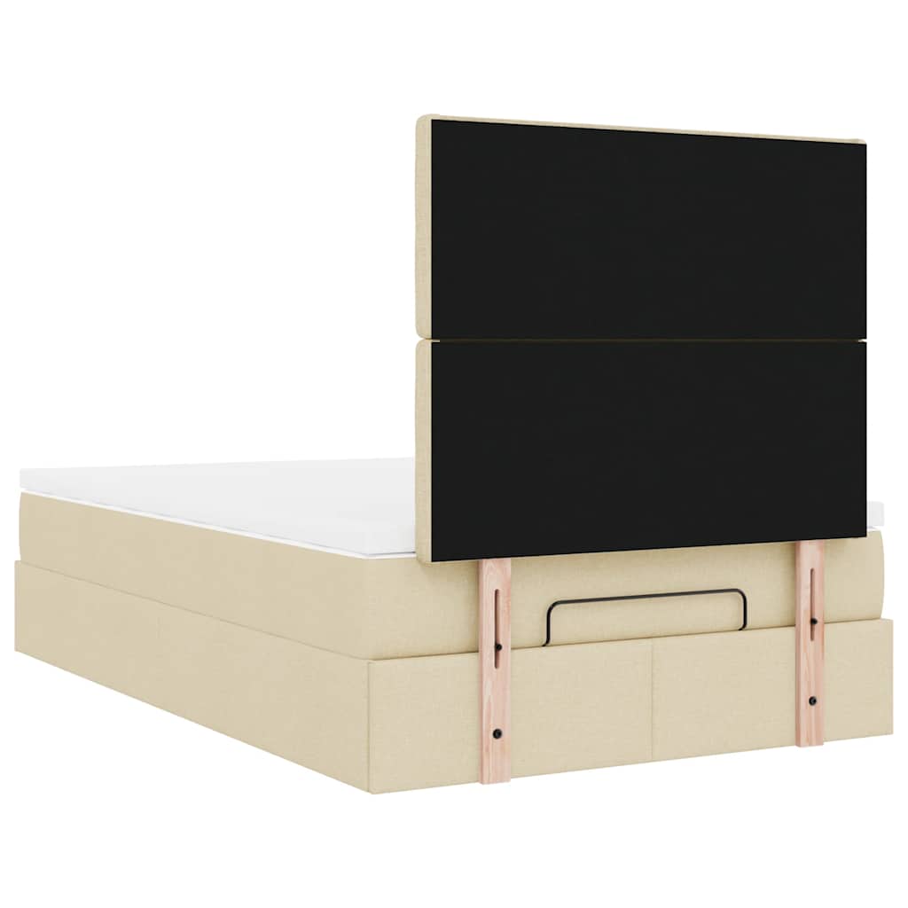 vidaXL Lit ottoman avec matelas crème 120x190 cm Tissu