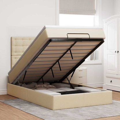 vidaXL Lit ottoman avec matelas crème 120x190 cm Tissu