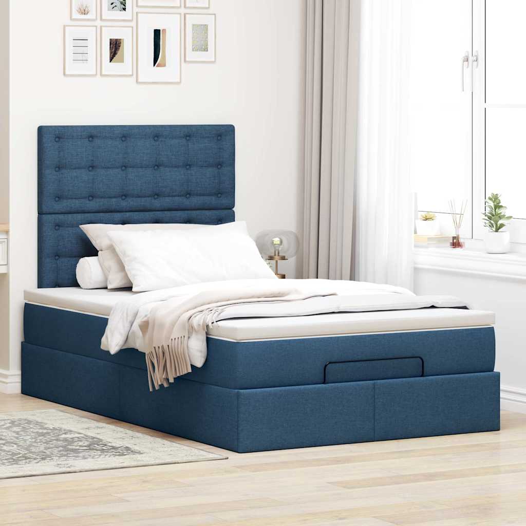 vidaXL Ottoman-Bett mit Matratze Blau 120x190 cm Stoff