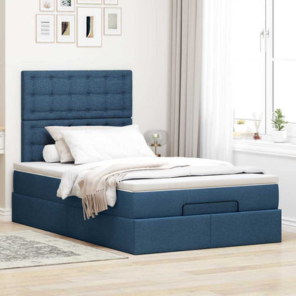 vidaXL Ottoman-Bett mit Matratze Blau 120x190 cm Stoff