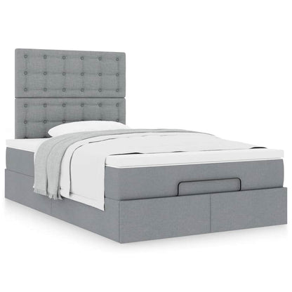 vidaXL Ottoman-Bett mit Matratze Hellgrau 120x200 cm Stoff