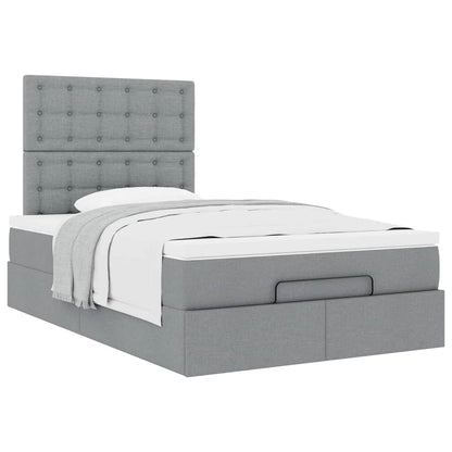 vidaXL Ottoman-Bett mit Matratze Hellgrau 120x200 cm Stoff