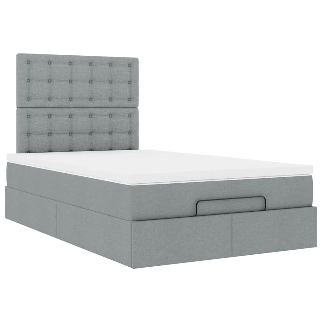 vidaXL Ottoman-Bett mit Matratze Hellgrau 120x200 cm Stoff