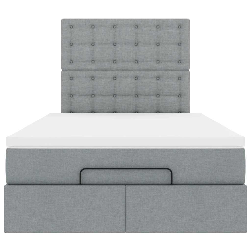 vidaXL Ottoman-Bett mit Matratze Hellgrau 120x200 cm Stoff