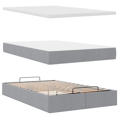vidaXL Ottoman-Bett mit Matratze Hellgrau 120x200 cm Stoff