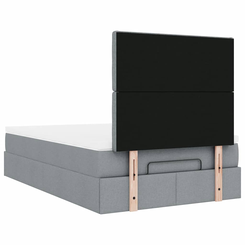 vidaXL Ottoman-Bett mit Matratze Hellgrau 120x200 cm Stoff