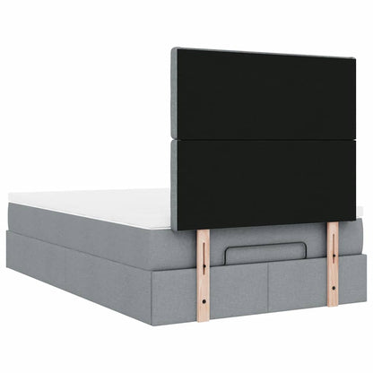 vidaXL Ottoman-Bett mit Matratze Hellgrau 120x200 cm Stoff