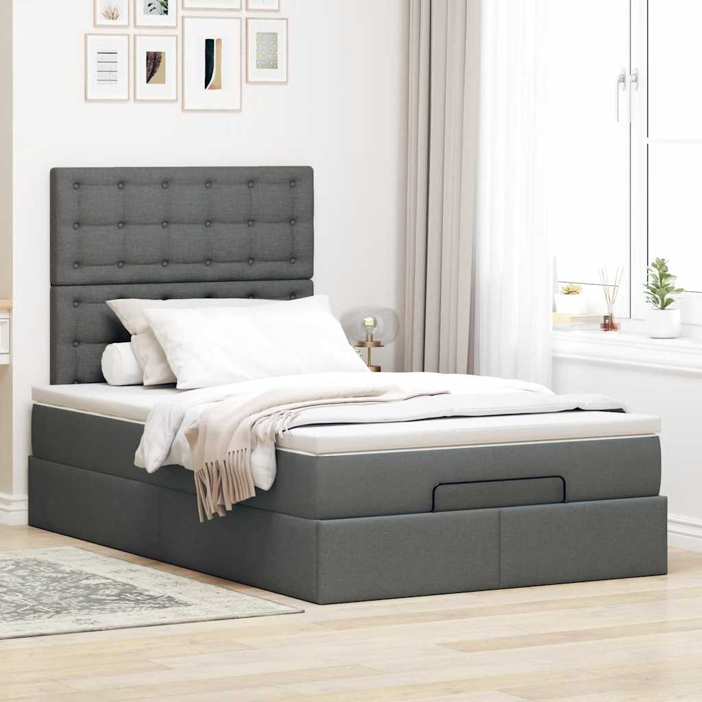 vidaXL Lit ottoman avec matelas gris foncé 120x200 cm tissu