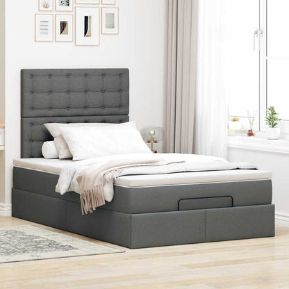 vidaXL Lit ottoman avec matelas gris foncé 120x200 cm tissu