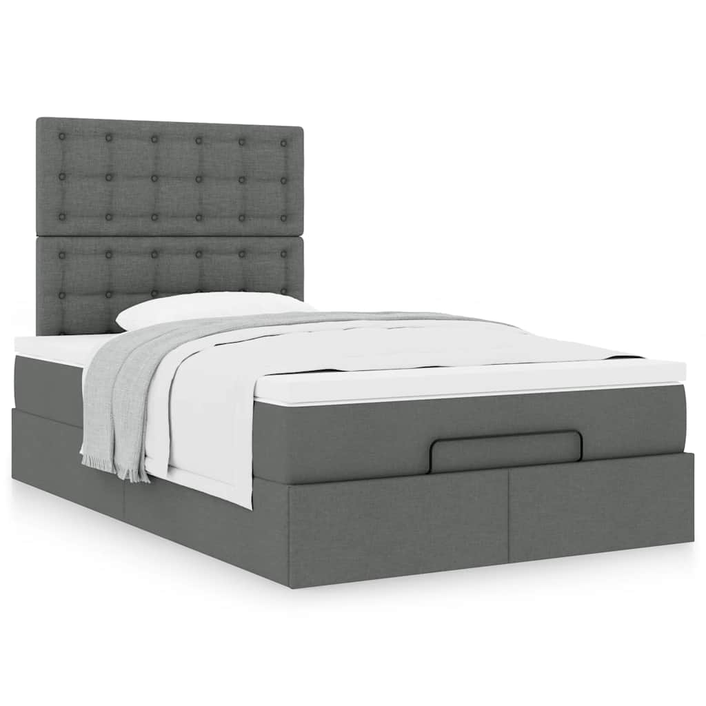 vidaXL Lit ottoman avec matelas gris foncé 120x200 cm tissu