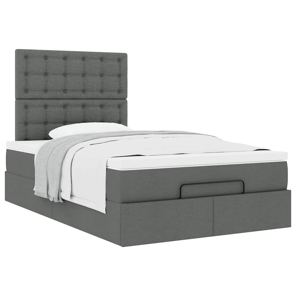 vidaXL Lit ottoman avec matelas gris foncé 120x200 cm tissu