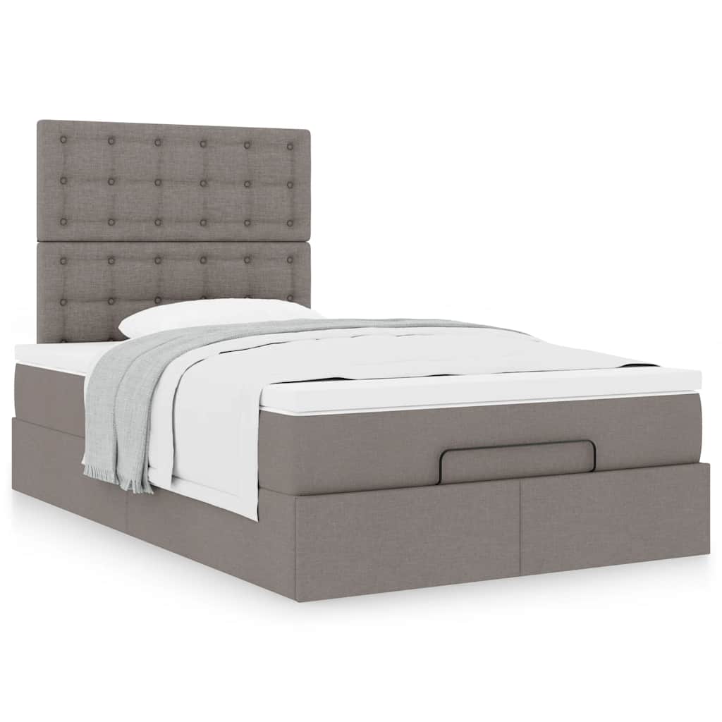 vidaXL Ottoman-Bett mit Matratze Taupe 120x200 cm Stoff