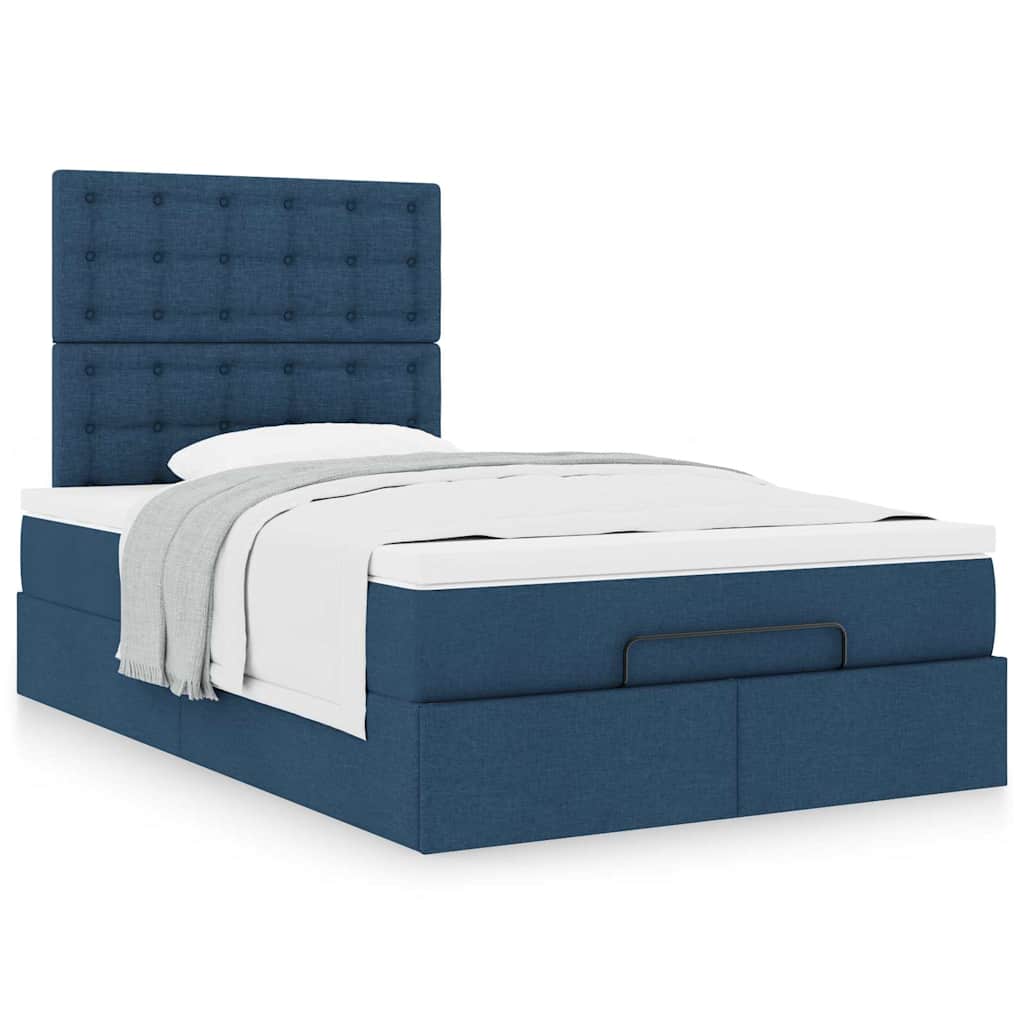 vidaXL Lit ottoman avec matelas Bleu 120x200 cm Tissu