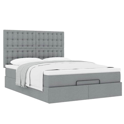 vidaXL Ottoman-Bett mit Matratze Hellgrau 140x190 cm Stoff