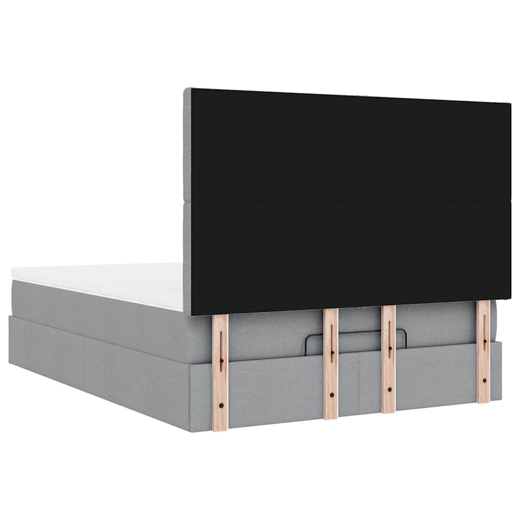 vidaXL Ottoman-Bett mit Matratze Hellgrau 140x190 cm Stoff