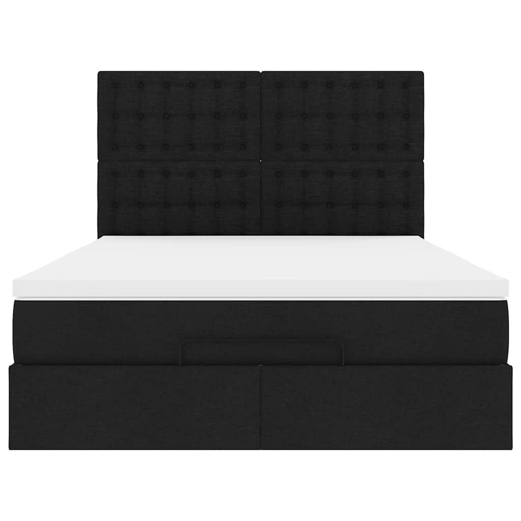 Ottoman-Bett mit Matratze Schwarz 140x190 cm Stoff