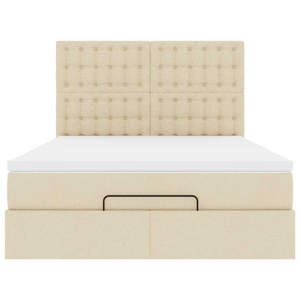 vidaXL Ottoman-Bett mit Matratze Creme 140x190 cm Stoff