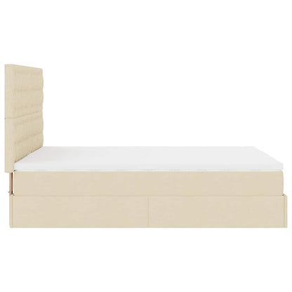 vidaXL Ottoman-Bett mit Matratze Creme 140x190 cm Stoff