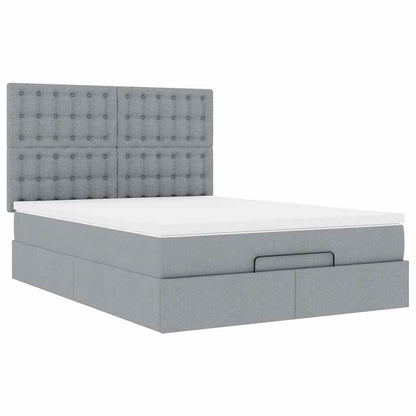 vidaXL Ottoman-Bett mit Matratze Hellgrau 140x200 cm Stoff