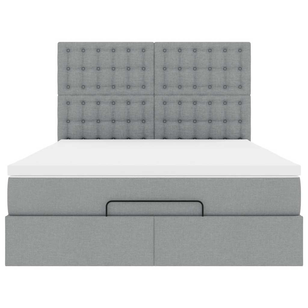 vidaXL Ottoman-Bett mit Matratze Hellgrau 140x200 cm Stoff