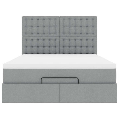 vidaXL Ottoman-Bett mit Matratze Hellgrau 140x200 cm Stoff